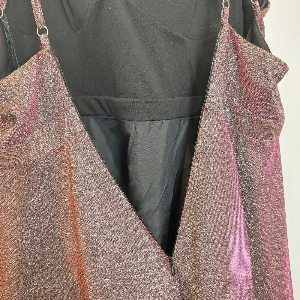 Sequin Hearts Junior's Size 13 Dress Pink Silver Fit Flare Sparkes Prom Wedding